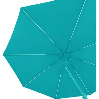 Blumfeldt Sonnenschirm für den Balkon & Garten, Sonnenschirm mit UV-Schutz, LED-Beleuchtung & Wasserdicht, Sonnenschirme Rund, Stabil & Knickbar, Sonnenschutz mit Solar, Runder Parasol Gartenschirm - Blau