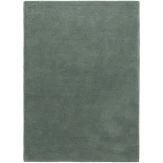 benuta Nest Wollteppich Bent Grün 250x350 cm , Textil , Beton Optik , Rechteckig , 250x350 cm , pflegeleicht , Teppiche und Böden, Teppiche, Schafwollteppiche