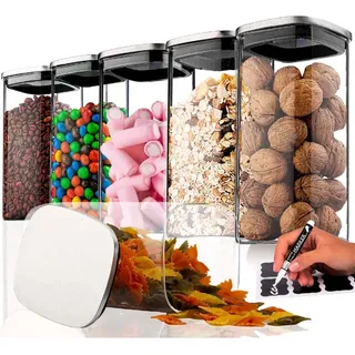 6er Set Luftdichte 1600 ml 20x10 cm Mehrweg-Vorratsgläser aus Keksglas mit - Transparent