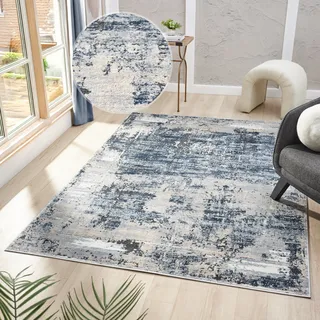 Teppich OTTO HOME "Hamsa" Gr. 2, blau, B:80cm H:9mm L:150cm, Kunstfaser, Teppiche, Teppich, dezenter Glanz, Schrumpf-Garn-Effekt, im Vintage-Look, dichte Qualität, Topseller