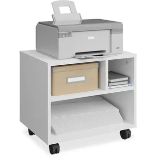 Relaxdays Rollcontainer mit 3 Fächern, Büro Beistellcontainer, mit Rollen, Büroschrank, HxBxT: 35,5 x 40 x 30 cm, weiß