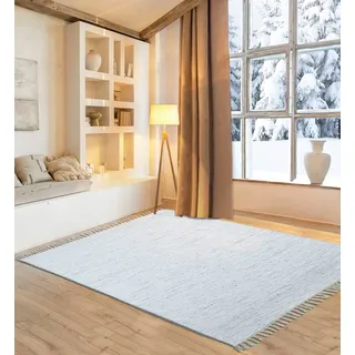 OTTO home Teppich »Gastines« rechteckig 5 mm Höhe Wendeteppich, reine Baumwolle, handgewebt, uni, waschbar, modern, grau