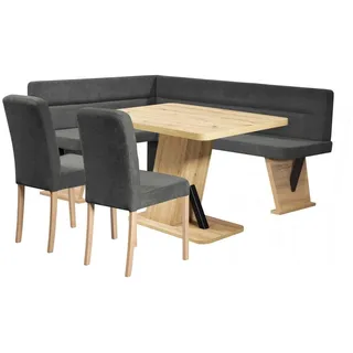 Home Affaire "Laros Sitzgruppe, Eckbank, Stühle, Tisch", Set, 4tlg Set, perfekt für Küche, Esszimmer, Wohnzimmer, Bestseller, anthrazit, anthrazit, natur),