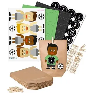 Basteladventskalender Fußballer Trikot grün Hose schwarz Sticker schwarz