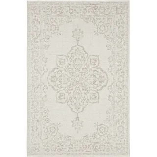 Northrugs In- und Outdoor Teppich 120x170cm - Wetterfest Orientalisch Vintage-Design mit Medallion Läufer Terrassenteppich Balkonteppich Küchenläufer Badteppich Wohnzimmerteppich Wasserfest in Beige