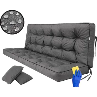 Hobbygarden Sitzkissen Bankkissen Bankauflage für Gartenbank Schaukelkissen Bodenkissen Kissen für Hollywoodschaukel Outdoor / Indoor - Pola - 100 cm - Graphit - Grau