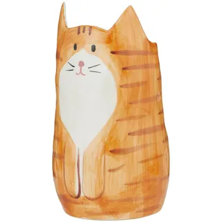 Butlers Vase Pablo Katze - Steingut - Beige , Beige, Schwarz , Keramik , 20 cm , Dekoration, Vasen, Keramikvasen