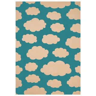 Zala Living 103070 Clouds Design Velours Kinderteppich, Popypropylen, Blau, 200 x 140 x 0,9 cm