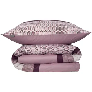 SCHIESSER Siena Gestreift Burgund 135 x 200 cm + 80 x 80 cm