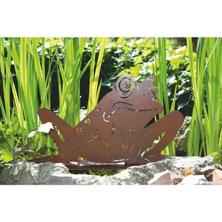 Ferrum Art Design Deko-Figur Frosch auf Platte 27 cm