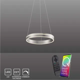 Paul Neuhaus LED Pendellampe CCT Q-Vito  Ring Pendelleuchte Ring Works with Alexa, Farbwechsel silber Wohnzimmer, Esszimmer, Küche 8410-55, 8410-13 - Silber