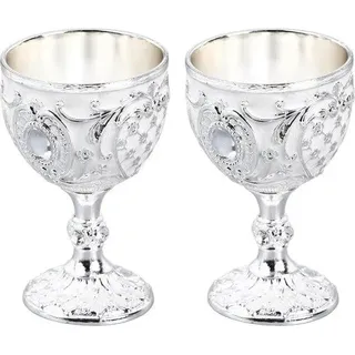 2 Stk. Vintage Gold Metall Weingläser - Schönes Retro Design Dekoration für zu Hause
