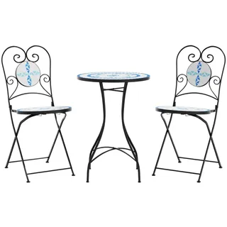 vidaXL Mosaik-Bistro-Set Blau und Weiß Eisen und Keramik - Blau