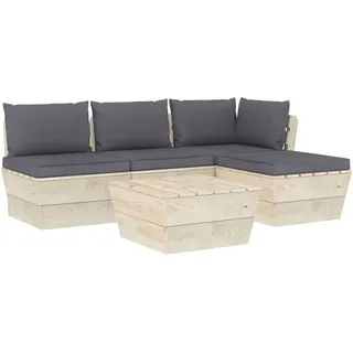 SYFAXTM 5-tlg. Garten-Sofagarnitur aus Paletten mit Kissen Fichtenholz - Grau