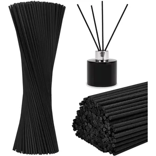 lomdung 100 Stück Duftstäbchen, Rattanstäbchen für Raumduft, Faser Diffuser Sticks, Ersatz Duft Stäbe, Duftstäbchen aus Faser Schwarz, 30 X 0.4 cm, für Raumduft, Badezimmer, Wohnzimmer, Büro