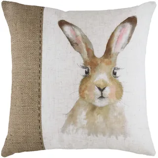 Evans Lichfield Kissen mit Hessischer Hase, Polyester, gefüllt, 43 x 43 cm, Weiß