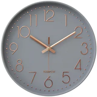 HZDHCLH Funk Wanduhr 30 cm Lautlose Wanduhr Ohne Tickgeräusche, Moderne Batteriebetriebene Uhr für Zuhause, Küche, Wohnzimmer, Büro, Wanddekoration (graues Gold)