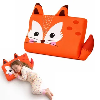 champracer Schlummerkids Kissen, Calmly Kinderkissen, Kinderkopfkissen, Atmungsaktives Ergonomisches Kissen für Jungen und Mädchen mit Niedlichen Tierdesigns (Fox,50 * 30 cm)