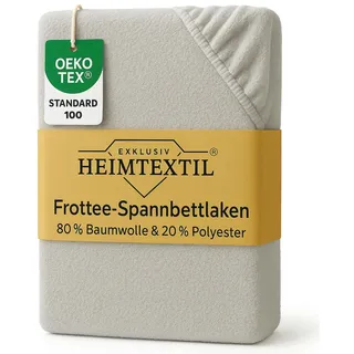 EXKLUSIV HEIMTEXTIL Frottee Spannbettlaken 180-200 x 200 cm 80% Baumwolle, 20% Polyester Öko - Tex Zertifiziert, Markenqualität, Matratzenhöhe bis 25 cm, Silber
