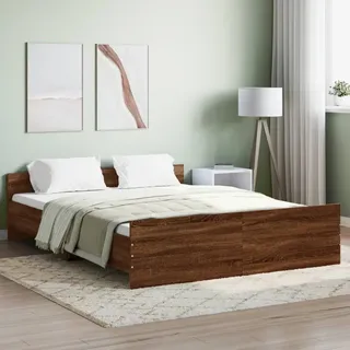 Bettgestell mit Kopf- und Fußteil Braun Eiche-Optik 160x200 cm - Braun