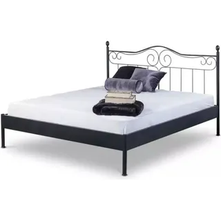 Metallbett Alessia – 140 x 220 cm / schwarz-silber-gewischt - Schwarz, Silber