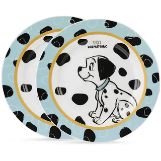 Egan Set 2 Teller aus Porzellan, Himmelblau, 19 cm, Die Ladung der 101 Disney, 227005