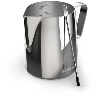 xavax Barista-Milchkännchen mit Latte Art Pen, Edelstahl, 600 ml, Silber