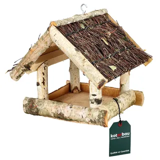 KOTARBAU® Vogelhaus zum Aufhängen 25,5x25,5x23,5 cm, Vogelhäuschen aus Holz | Vogelfutterhaus natürlich, Futterhaus für Vögel, Ganzjährig nutzbar, Holzdeko für Garten