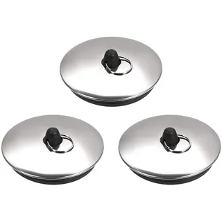 sourcing map 3 Stück Abflussstopfen Gummi Spülstopfen Abflussstopper | Für 56mm Durchmesser, Mit Ring, Für Badewanne Küche Badezimmer