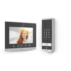 EXTEL Code Video-Türsprechanlage, mit Kamera, mit Codetastatur, 7 Zoll Monitor im Spiegeldesign, 2-Draht-Anschluss, 2-Familienhaus, erweiterbar, einfache Installation, Nachtsicht