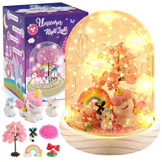 Dislocati DIY Nachtlicht Bastelset für Kinder - Personalisierbares Set ab 3-12 Jahre | Kinderzimmer-Deko mit 10+ Holzzubehörteilen & LED-Beleuchtung | Kreatives Geschenk für Kinder (Einhorn)