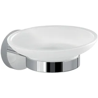 Gedy G-Osaka Seifenschale, Farbe Chrom, Komponenten aus Cromall®, Edelstahl und Behälter aus satiniertem Glas, Maße 5,6 x 10,8 x 12,5 cm, Design R&E