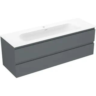 Mexen Orio Badezimmerkommode 140 cm mit Waschbecken Vela, 2 Schubladen, graphit matt/weiß matt - 91A10-14047-2-BFF66-W23M01 - Weiß