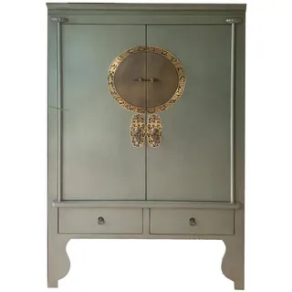 opium outlet Chinesischer Hochzeitsschrank asiatischer Kleider-Schrank China Kommode Vintage Shabby orientalisch Oliv-grün