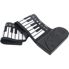 POHOVE Tragbares 49 Tasten, flexibles Roll-Up-Klavier mit USB, elektronische Tastatur, Handrolle, Klavier für Anfänger (schwarz)