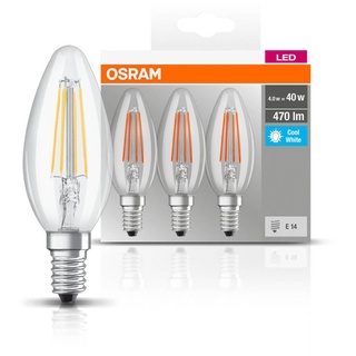 Osram LED Base Filament Classic B 40 E14 4W/840, 3er-Pack