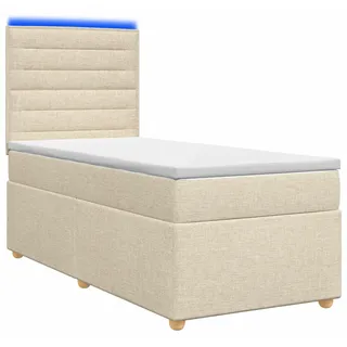 vidaXL Boxspringbett mit Matratze Creme 100 x 200 cm Stoff - Creme