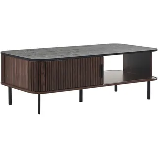 Beliani Couchtisch dunkler Holzfarbton/schwarz 120/60 cm Wohnzimmer, Wohnzimmertische, Couchtische