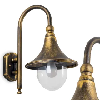 HOFSTEIN Außenwandleuchte Elgin, Außenwandlampe aus Metall/Kunststoff in Braun-Gold/Klar, Wandleuchte Down außen im Landhaus/Retro/Vintage-Stil, E27, IP44, Hof, Eingangsbereich, Terrasse, Haustür