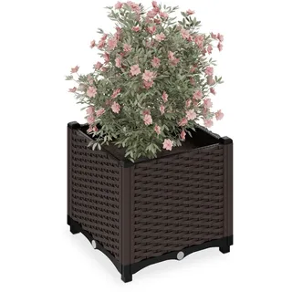 Relaxdays Pflanzkübel , Kunststoff , Quadratisch , 40x38x40 cm , Dekoration, Blumen & Blumentöpfe, Übertöpfe