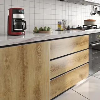 Livelynine Möbelfolie Selbstklebend Holz Eiche Natur 40CMx5M Selbstklebende Tapete Holzoptik Sonoma Hell Arbeitsplatte Folie Küche Badezimmer Hitzebeständig Klebefolie Holzoptik für Küchenfronten
