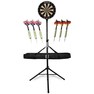 Stagecaptain DBS-1715 BullsEye Pro Dartscheibe + Ständer und Tasche Set Schwarz
