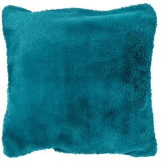 Toison d'or Kissen Mellow aus Polyester, Kunstfell, 45 cm x 45 cm, Pfau, Blau