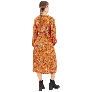 Superdry Printed V Tea Langarm-midikleid - Winterbloom Orange - L