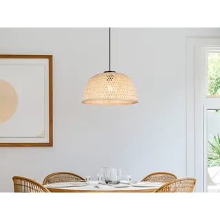 Skandinavische LED Pendelleuchte Korblampe mit Lampenschirm aus Bambus, Ø 40cm
