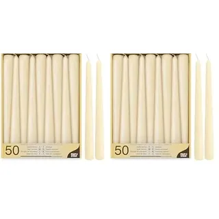 Papstar 50 Leuchterkerzen Ø 2.2 x 25 cm, champagner (Packung mit 2)