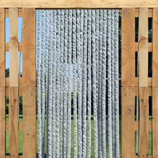 Trente Katzenschwanzvorhänge Flauschvorhang Grau, Verschiedene Größen, Türvorhang Wohnmobil, Fadenvorhang Balkontür 90 x 220 cm