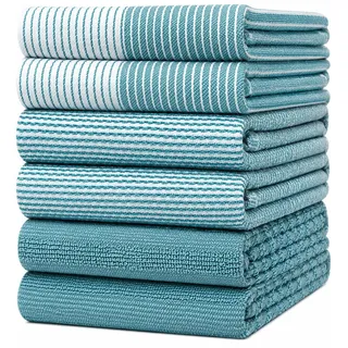 Bumble Towels Bumble Küchenhandtücher - Geschirrhandtücher Handtücher Baumwolle – 6er Pack – XL Größe 50 x 70 cm – Edle, Weiche und Robuste Ringspinnbaumwolle in 3 Verschiedenen Texturen (Aqua)