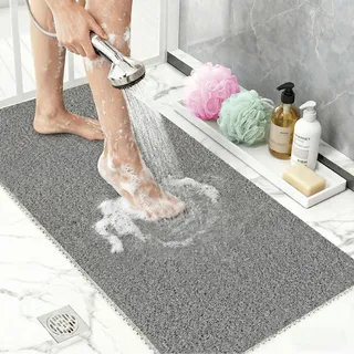 Duschmatte rutschfest 40x60 cm, Schnelltrocknende & Schimmelresistente PVC Badematte, Antirutschmatte für Dusche und Duschkabine, Waschbare Duschunterlage für Badezimmer, Grau