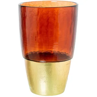 DRW Tischvase aus Glas in Braun und Gold, 19 x 19 x 28,5 cm